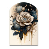 Black And White Rose Design III - Asymmetric Metal Wall Art