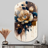 Brown And Blue Rose Design - Asymmetric Metal Wall Art