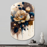 Brown And Blue Rose Design - Asymmetric Metal Wall Art