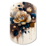 Brown And Blue Rose Design - Asymmetric Metal Wall Art