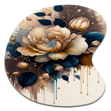 Brown And Blue Rose Design - Asymmetric Metal Wall Art