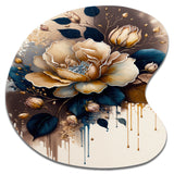 Brown And Blue Rose Design - Asymmetric Metal Wall Art