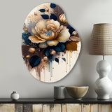 Brown And Blue Rose Design - Asymmetric Metal Wall Art