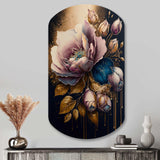 Decadent Pink And Blue Roses II - Asymmetric Metal Wall Art