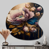 Decadent Pink And Blue Roses II - Asymmetric Metal Wall Art