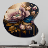 Decadent Pink And Blue Roses II - Asymmetric Metal Wall Art