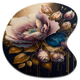 Decadent Pink And Blue Roses II - Asymmetric Metal Wall Art