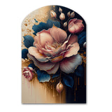 Decadent Pink And Blue Roses III - Asymmetric Metal Wall Art