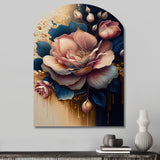 Decadent Pink And Blue Roses III - Asymmetric Metal Wall Art