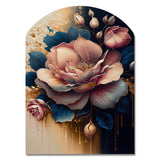 Decadent Pink And Blue Roses III - Asymmetric Metal Wall Art