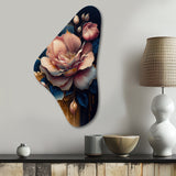 Decadent Pink And Blue Roses III - Asymmetric Metal Wall Art