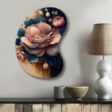 Decadent Pink And Blue Roses III - Asymmetric Metal Wall Art