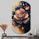 Decadent Pink And Blue Roses III - Asymmetric Metal Wall Art