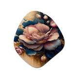 Decadent Pink And Blue Roses III - Asymmetric Metal Wall Art