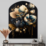 Blue And Gold Tulips II - Asymmetric Metal Wall Art