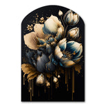 Blue And Gold Tulips II - Asymmetric Metal Wall Art