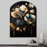 Blue And Gold Tulips II - Asymmetric Metal Wall Art