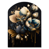 Blue And Gold Tulips II - Asymmetric Metal Wall Art