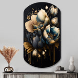 Blue And Gold Tulips II - Asymmetric Metal Wall Art