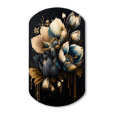 Blue And Gold Tulips II - Asymmetric Metal Wall Art