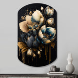 Blue And Gold Tulips II - Asymmetric Metal Wall Art