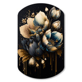 Blue And Gold Tulips II - Asymmetric Metal Wall Art