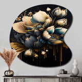 Blue And Gold Tulips II - Asymmetric Metal Wall Art