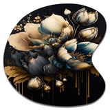 Blue And Gold Tulips II - Asymmetric Metal Wall Art