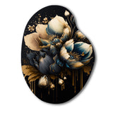 Blue And Gold Tulips II - Asymmetric Metal Wall Art