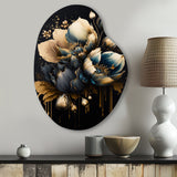 Blue And Gold Tulips II - Asymmetric Metal Wall Art