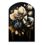 Blue And Gold Tulips III - Asymmetric Metal Wall Art