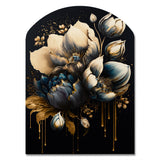 Blue And Gold Tulips III - Asymmetric Metal Wall Art