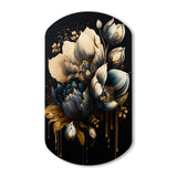 Blue And Gold Tulips III - Asymmetric Metal Wall Art