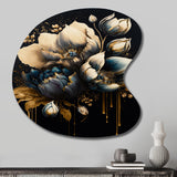 Blue And Gold Tulips III - Asymmetric Metal Wall Art