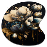 Blue And Gold Tulips III - Asymmetric Metal Wall Art