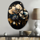 Blue And Gold Tulips III - Asymmetric Metal Wall Art