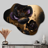 Black And Gold Violets II - Asymmetric Metal Wall Art