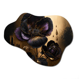 Black And Gold Violets II - Asymmetric Metal Wall Art