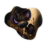 Black And Gold Violets II - Asymmetric Metal Wall Art