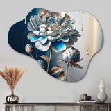 Ice Blue Zinnia Flowers - Asymmetric Metal Wall Art