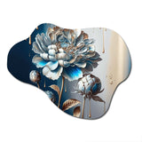 Ice Blue Zinnia Flowers - Asymmetric Metal Wall Art