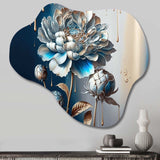 Ice Blue Zinnia Flowers - Asymmetric Metal Wall Art