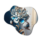 Ice Blue Zinnia Flowers - Asymmetric Metal Wall Art