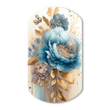 Blue And Gold Mixed Floral Bouquet II - Asymmetric Metal Wall Art