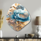 Blue And Gold Mixed Floral Bouquet II - Asymmetric Metal Wall Art