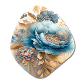 Blue And Gold Mixed Floral Bouquet II - Asymmetric Metal Wall Art