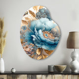 Blue And Gold Mixed Floral Bouquet II - Asymmetric Metal Wall Art