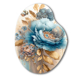 Blue And Gold Mixed Floral Bouquet II - Asymmetric Metal Wall Art