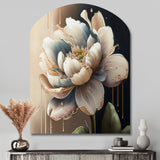 Cream White Flower - Asymmetric Metal Wall Art