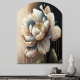 Cream White Flower - Asymmetric Metal Wall Art